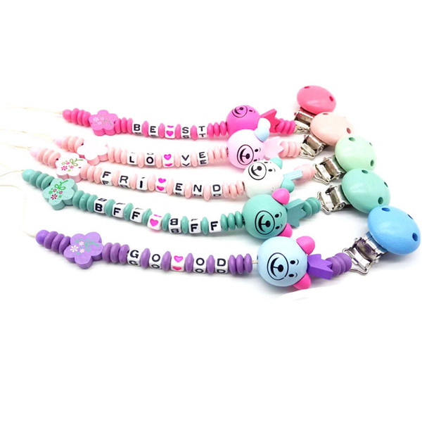 Colorful Silicone Letter Pacifier Clips Funny Chupetero Chain For Infant Feeding Toddle Chew Toy Clips BPA Free