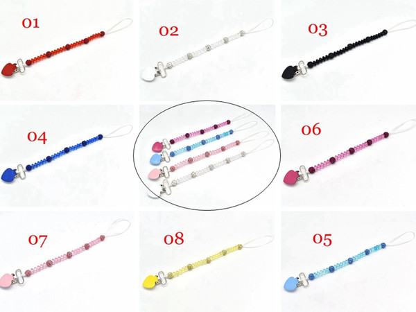 INS New Crystal Baby Pacifier Clips Soother Chain Holder Anti Folder Pacifier Clip Dummy Nipple Holder Baby Pram Hook Hanging Strap