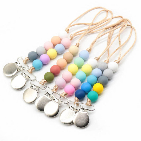 Ins 2020 new Silicone Baby Pacifier Chain Clips Infant Baby Gracious Pacifier Holder Baby Teether Holder Clip Bead Chains Feeding B331