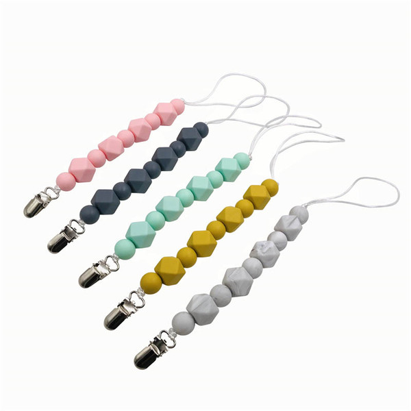 New style DIY Baby Pacifier Holder Clips Silicone Pacifier Chain Baby Teether Holder Clip Bead Chains Feeding for Kids Gifts Toys A9401