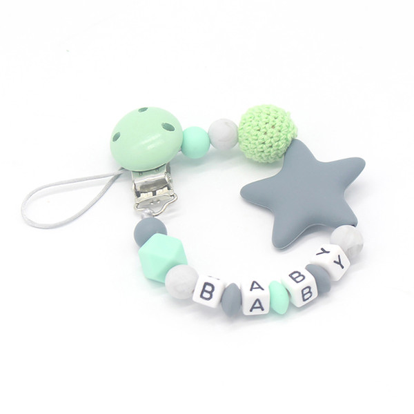 New DIY Handmade Silicone Pacifier Chains Safe Teething Chains Five Star Baby Teether Eco-friendly Pacifier Clips Holder Chain