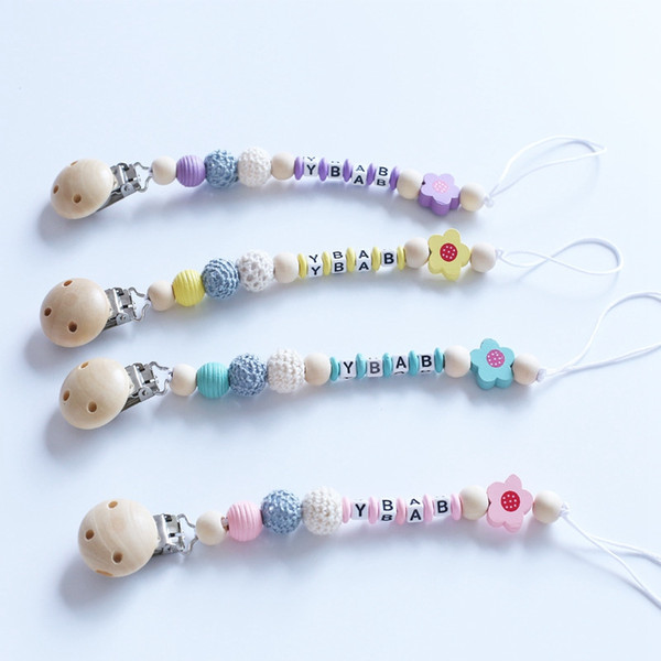 Pacifier Clip Chain Baby Infant Flower Soothie Care Accessories Beads Prevent drop down Paci Holder Clips Teether Toy 180607