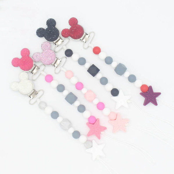 New style DIY Baby Pacifier Chain Clips Infant Baby Gracious Pacifier Holder Silicone Holder Clip Nipple Teether Dummy Strap Chain B167