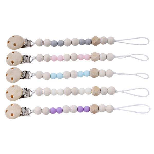 Baby Pacifier Clip Chain Wooden Pacifier Clips Holder Chupetas Soother Pacifier Clips Leash Strap Nipple Holder For Infant Feeding