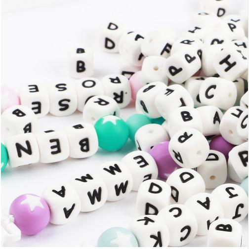 1pc 12mm Silicone Teething Alphabet Letter Beads Silicone Bead For Personalized Name Decklace DIY Silicone Letter