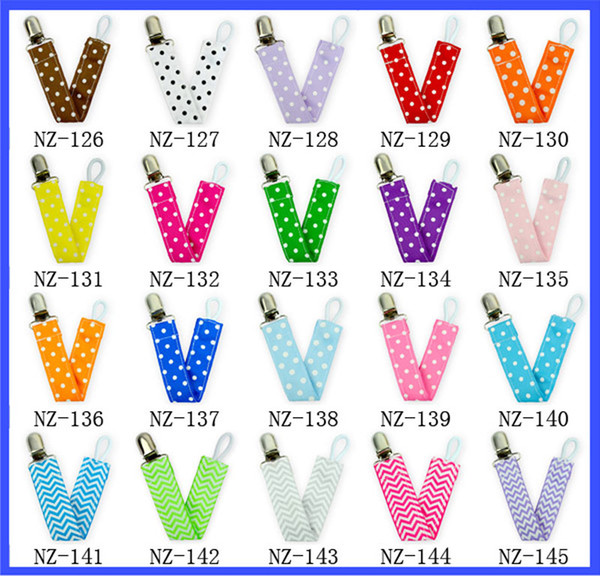 40 Color Baby Chevron Pacifier Clips kids toddlers Cartoon dot Safety Accessorie Baby Swings Baby Clips B001