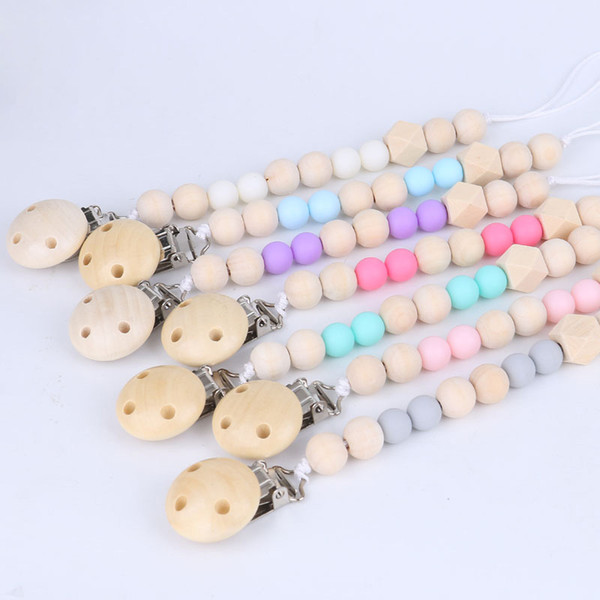 Baby Pacifier Clip Chain Wooden Holder Chupetas Soother Pacifier Clips Leash Strap Nipple Holder For Infant Feeding