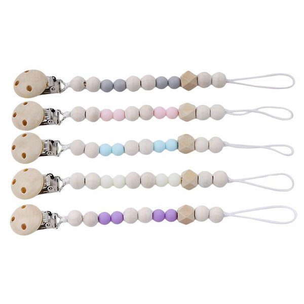 Baby Pacifier Clip Chain Newborn Wooden Pacifier Clips Holder Soother Pacifier Clips Leash Strap Nipple Holder For Infant Feeding Y133