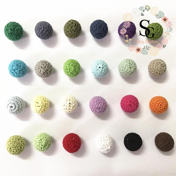 100 PCS Elegant 16 mm Crochet Beads 36 Color Available For Choose Knitted By Cotton Thread DIY Jewellery Making,Crochet Ball Beads