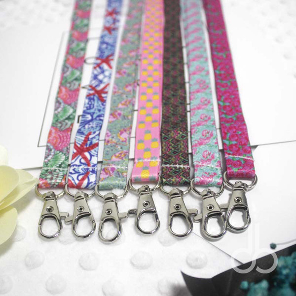 Ribbon Lilly Sling Wholesale Blanks Pacifier Holder Landards With Metal hooks Key Chians in 7 Colors DOM106633