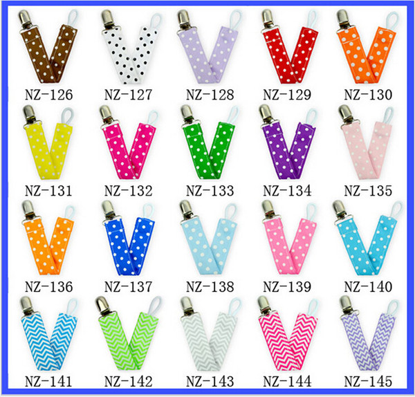 Baby Chevron Pacifier Clips kids toddlers Cartoon dot Safety Accessorie Baby Swings Baby Clips 40 Colors CY2927