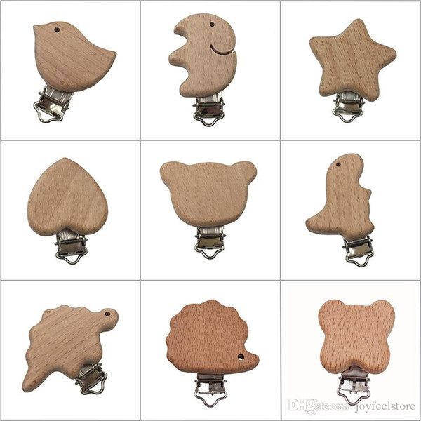 New Arrival Lovely Wooden Pacifier Clip Natural Beech Wood Baby Pacifier Clips Dummy Clips DIY Pacifier Chain Accessory