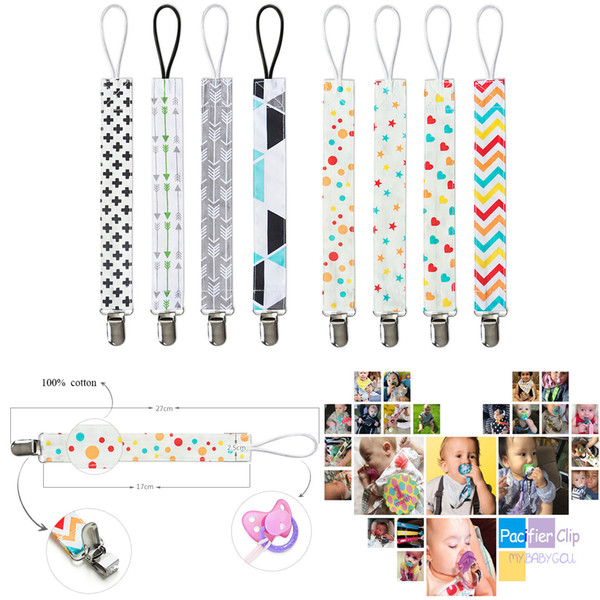 INS Baby Pacifier Clips Cute Cotton Kids Chevron Fashion Baby Feeding Safty Accessories Pacifier Clips