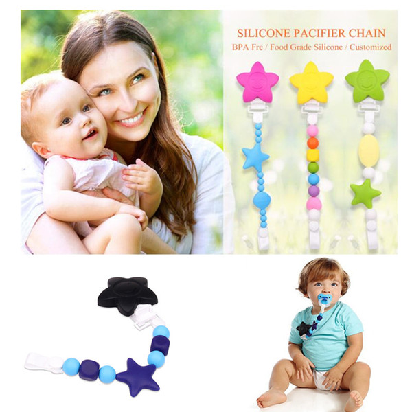 eClouds New Arrival Pacifier Clips Gift Food Grade SIlicone Pacifier Chain Holder for baby teething Mom Nursing