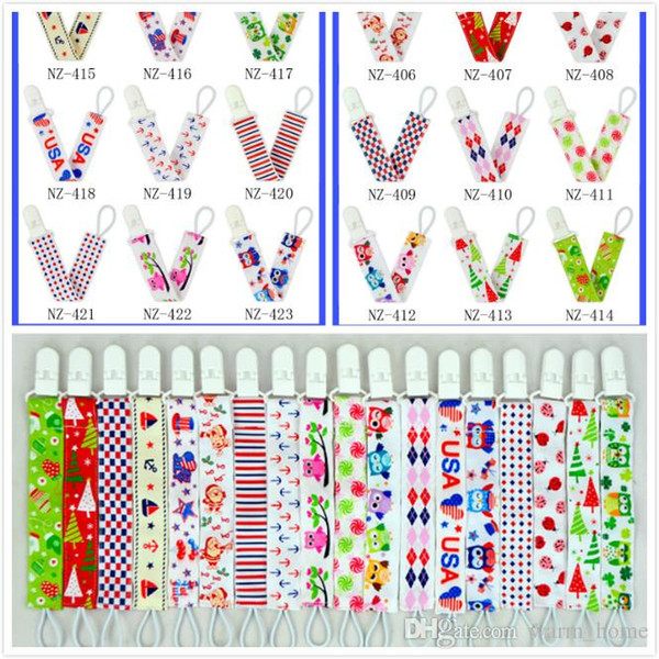 2017 Baby appease Pacifier Clips, kids toddlers Cartoon cotton Pacifier Clips 100% cotton Safety Accessorie baby pacifier anti-out belt