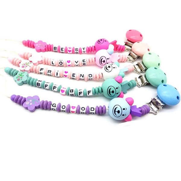 5 Colors Teething Pacifier Clips With Safe Beads Pacifier Chain Holder For Nipples Baby Chew Toys