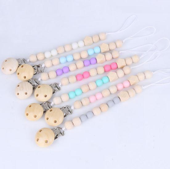 Silicone+Wood Clips Baby Dummy Baby Pacifier Clip Baby Teething Toys Beech Chewable Toy Newborn Shower Gifts