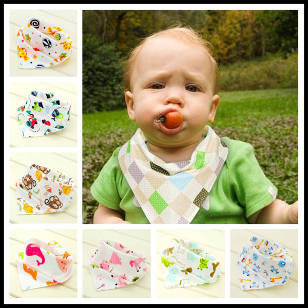 Baby Bibs Towel Triangle Burp Saliva Burp Cloths cartoon Infant Toddler Bandana Scarf Double Layers Kids Nursing Bibs 27 design B0467