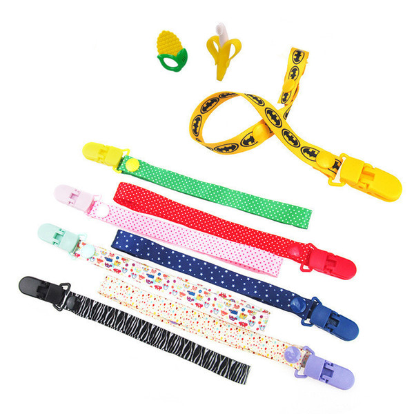 Cartoon Fixed Button Baby Pacifier Clip Chain Ribbon Dummy Soother Holder Chain Anti-drop Buckle Strap for Pacifier Baby Feeding