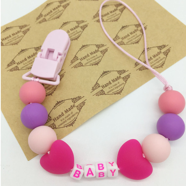 Personalized Name Silicone teething pacifier clips with Safe ABS beads Silicone pacifier chain Holder For Nipples baby chew toys