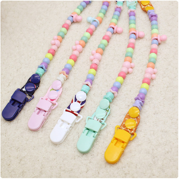 Baby Appease Nipple Anti Chain Clip Pacifier Holders Colorful Beaded Beads Nipple Chain Belt Anti Clips Baby Supplies