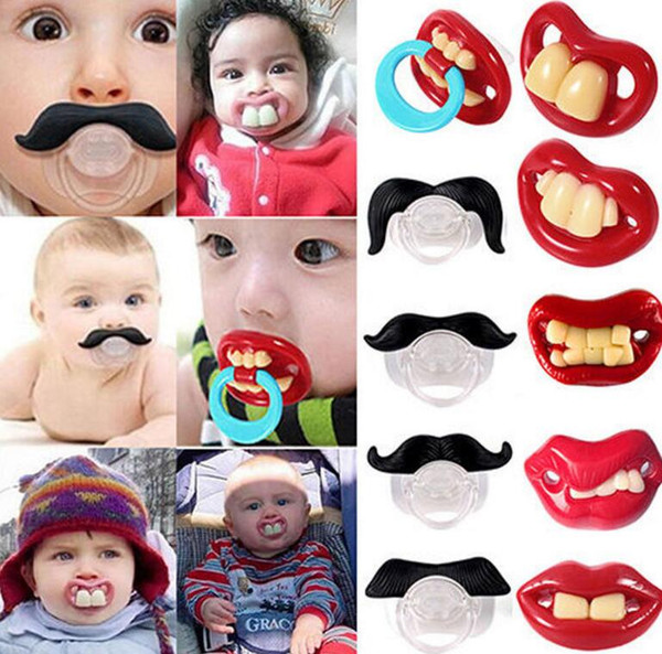 Cute Funny Dummies Pacifier Baby Novelty Maternity Toddler Child Teething Nipples funny Moustache tooth Pacifiers KKA2387