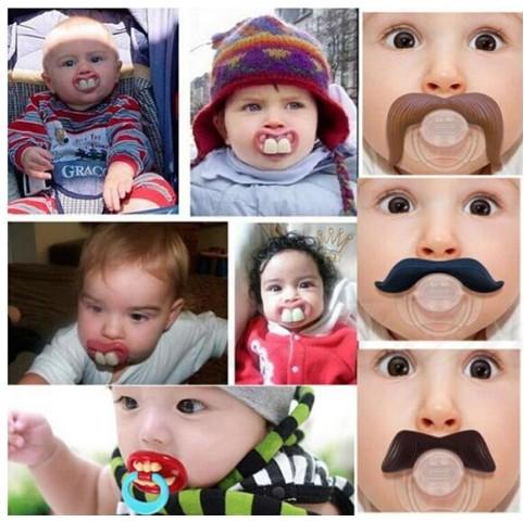 baby pacifier funny pacifier Cute Teeth Mustache Baby Boy Girl Infant Pacifier Orthodontic Dummy Beard Nipples Pacifiers safe