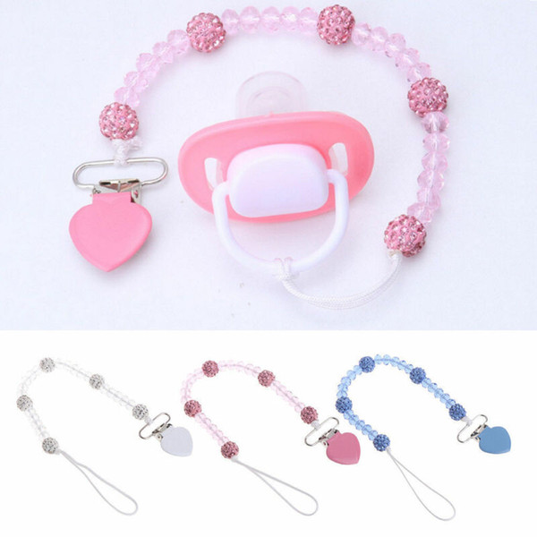 Pudcoco 4 Color New Baby Infant Girl Boy Crystal Dummy Pacifier Clip Teething Nipple Soother Holder Chain