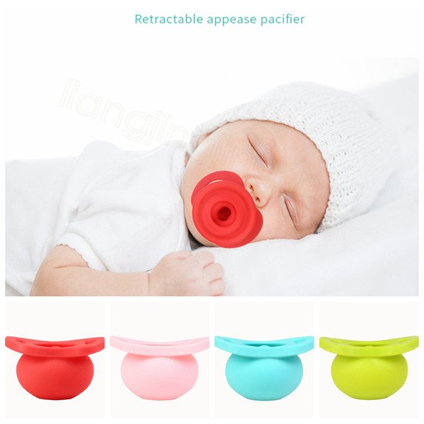 Retractable feeding Pacifiers Silicone Nipple Feeder Flexible Pacifier Food Grade Soft Silicone for Newborn Baby Infant Pacifiers FFA3574