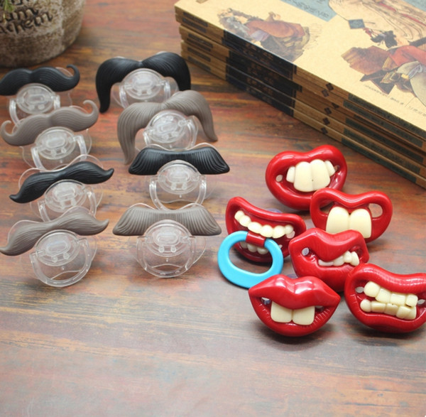 150pcs Baby Novelty Funny Mustache Boy Girl Infant 8 styles silicone Pacifier Orthodontic Dummy Beard Nipples free shipping