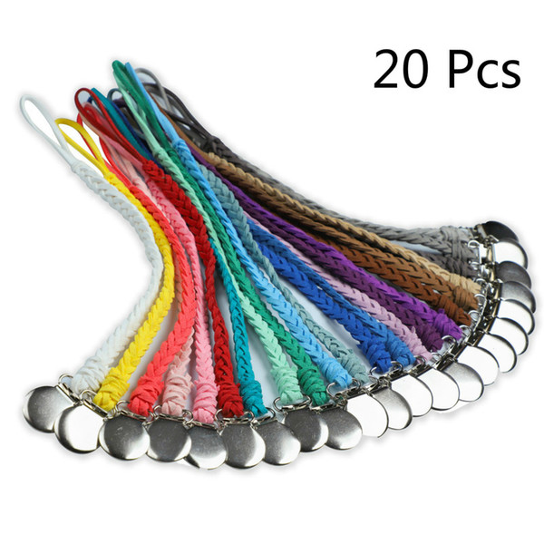 20 Pcs Leather Baby Pacifier Clips Chain Metal Clip Braided Rope Nipple Holder Soother Chain for Baby Accessories