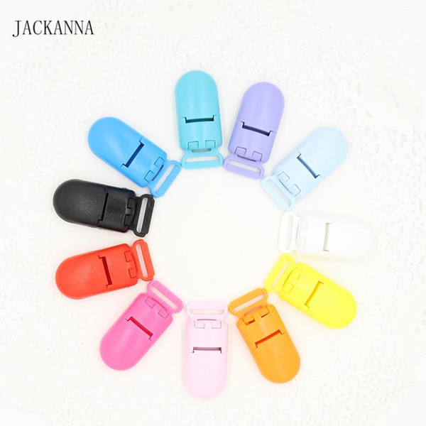 20Pcs 15MM KAM Brand Plastic Clips Transparent Pacifier Clips Soother Holder for Baby Pacifier 11 Colors to Choose