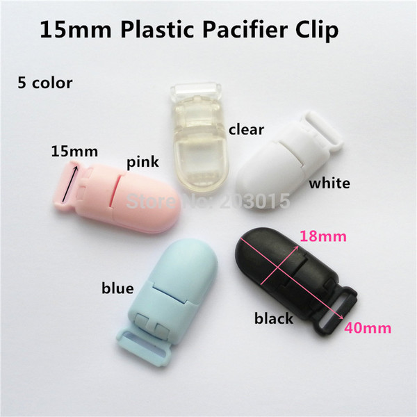 5PCS 1.5CM Kam Brand Plastic Baby Pacifier Dummy Chain Holder Clips for 15mm ribbon Suspender Clips