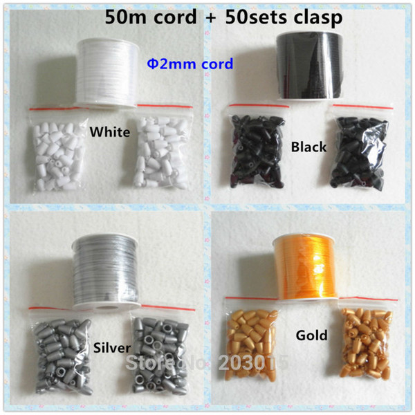 Wholesale-50meter 2mm Satin Cord with Safety Plastic Breakaway Clasps for DIY Silicone Baby Teething Pendant Necklace