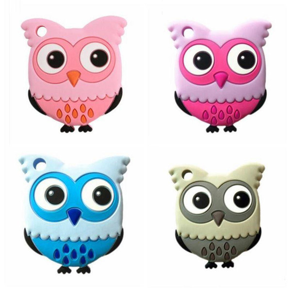 Owl Baby Pacifiers Silicone Molar Stick Cartoon Owl Soother Teether Teething Safety Child Chews Teeth Stick 4 Color to Choose CFYZ115