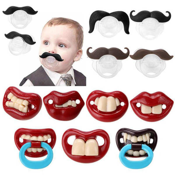 Mustache Baby Pacifier Food Grade Silicone Funny Baby Pacifiers Nipple Teethers Toddler Pacifier Infant Beard Nipples