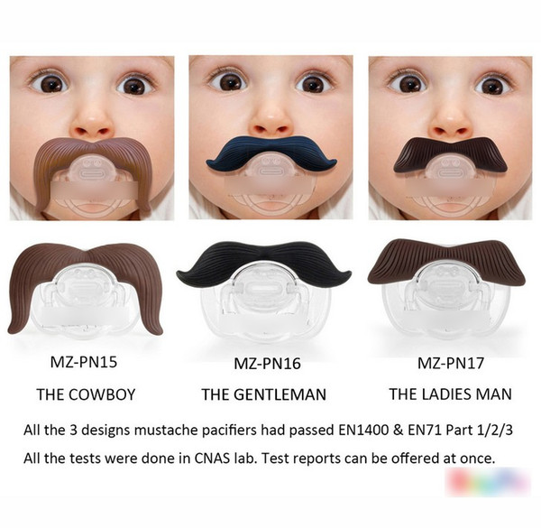 20pcs/lot Baby Funny Beard High Quality Europe Fashion Pacifiers Infant Boys Girls Cartoon Cute Mustache Soother Kids Feeding H2019