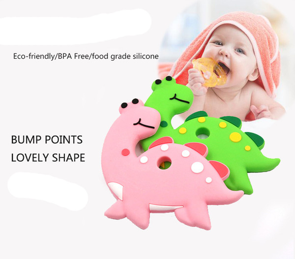 20pcs Baby Silicone Teethers BPA Free Teething Toy Dinosaur Dog Cactus Elephant unicorn ice cream Baby Ring Teether Silicone Beads DIY Chain