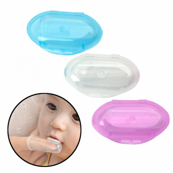 Infant Soft Silicone Finger Toothbrush box set Rubber Cleaning Baby Brush baby home safety tools training Oral care QQA218