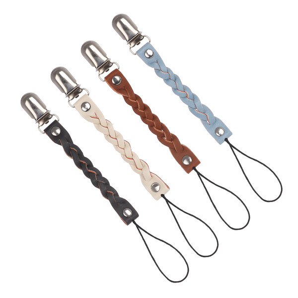 2018 Fashion 1PC leather+metal Baby Toddler Boy Girl Dummy Pacifier Leather Soother Nipple Clip Chain Holder Strap Gifts