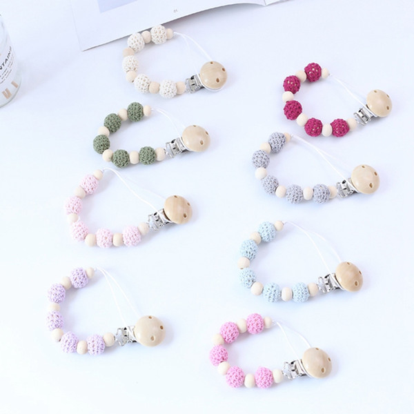 Silicone Wood Newborn Baby Dummy Pacifier Clip Anti-lost Chain Infant Nipple Clip Baby Pacifier Chain Accessories