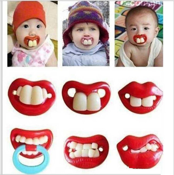 Newborn baby funny Moustache tooth Pacifiers Silica gel infant Pacifiers 14 styles kids nipple b1435-1