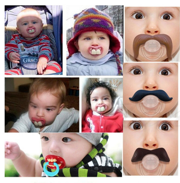 baby pacifier funny pacifier Cute Teeth Mustache Baby Boy Girl Infant Pacifier Orthodontic Dummy Beard Nipples Pacifiers safe Free shipping