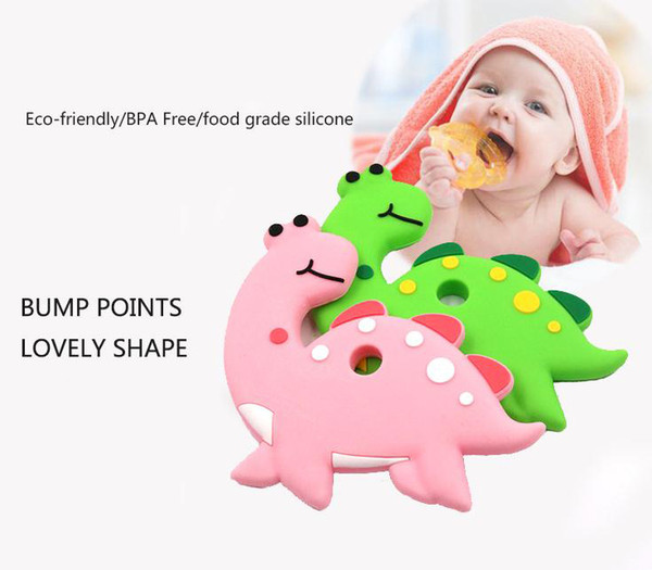 Cute Baby Teether Food Grade Silicone Animal Elephant Dinosaur Car Baby Teething Necklace Toys DIY Newborn Gifts dc240