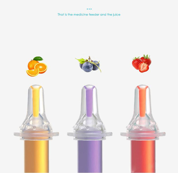 Baby Needle Feeder Squeeze Medicine Dropper Dispenser Pacifier Feeding Fruit Juice Utensils Silicone Pink Blue White