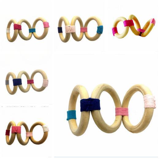 Wooden Baby Teething Rings Infant Teether Toy Necklace Bracelet For 3-12 Month Infants Tooth Care Products Baby Training Tools Free Shippin