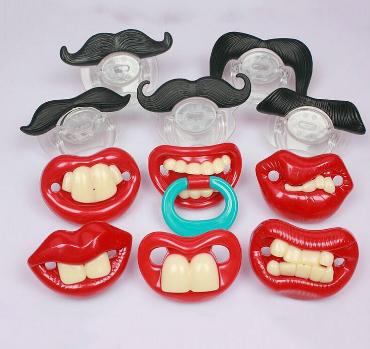 28 Styles 2016 New Funny Dummy Dummies Baby Pacifiers Novelty Teeth Moustache Kid Children Soother Pacifiers