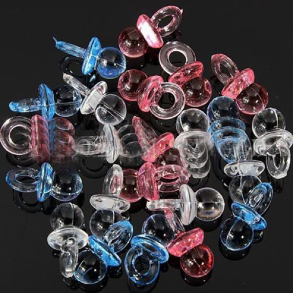 50Pcs Clear Baby Shower Favors Mini Pacifiers Boy Girl Party Game Decoration E00055 BARD