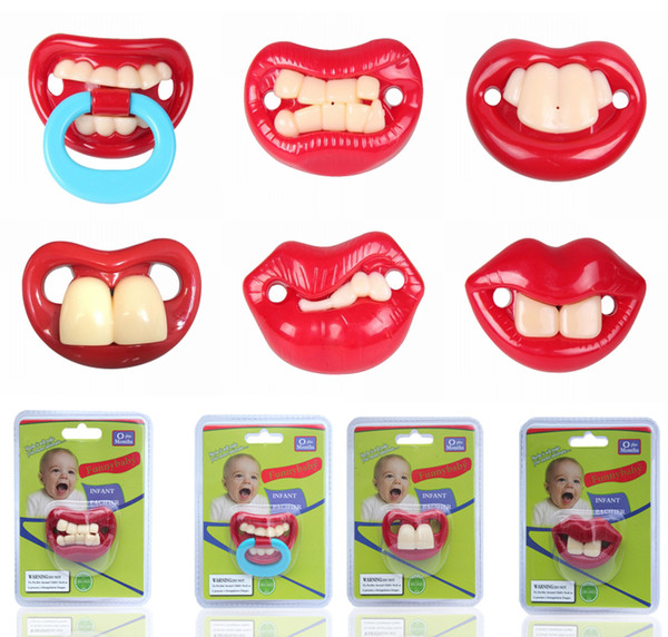 6 Styles Big Tooth Funny Cute Baby Pacifier Creative Baby Appease Supplies Food Grade Safety Non-toxic Free DHL G35LR