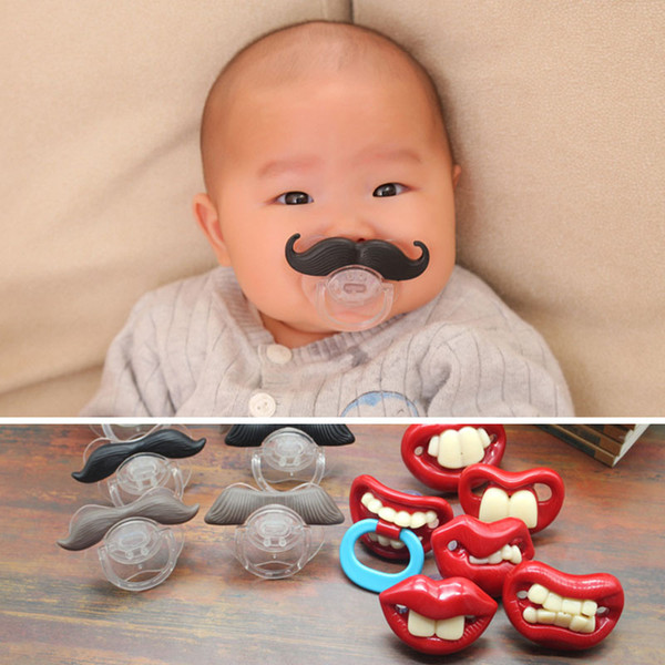 eClouds Cute Useful Funny Novelty Teeth Children Beard Mustache Baby Pacifier Infant Silicone Pacifier 14 Type DHL Free